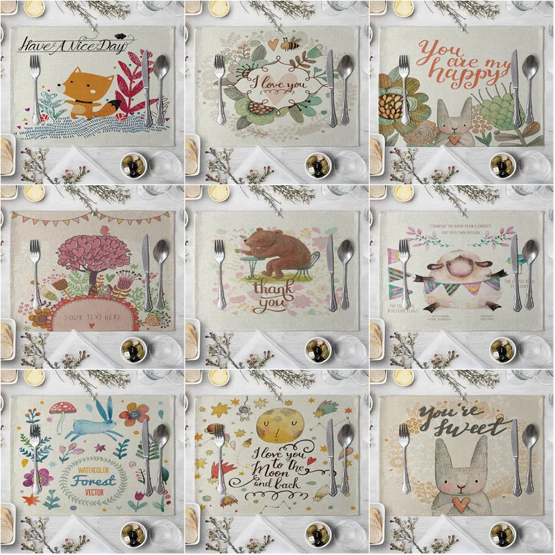 Мультяшный коврик для стола с рисунком животных Кухонное украшение подстилка