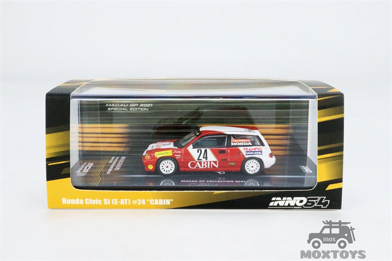 INNO 1:64 HONDA CIVIC Si E-AT #24 cabina Macau Guia Race 1988 2nd 1600cc Clase de coche fundido a presi&oacute;n-5