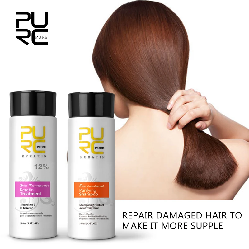 

PURC Keratin Treatment Formalin 200ml 12% Purifying Shampoo Before Straightening Best Hair Care Sets Hair Treatment Curly Hair
