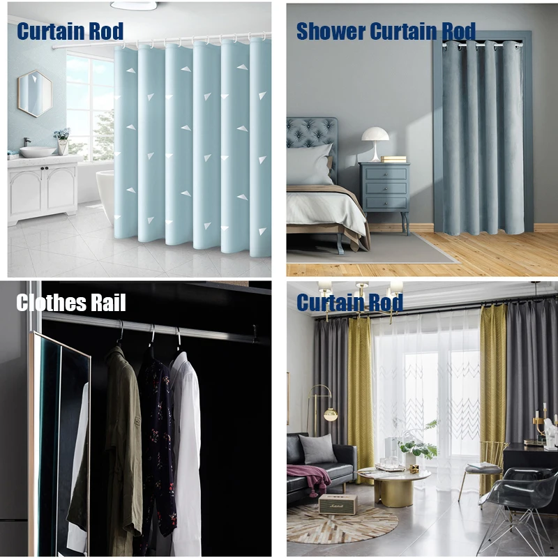 1pc adjustable curtain rod metal spring loaded bathroom bathroom balcony shower extendable telescopic poles hanger rods free global shipping