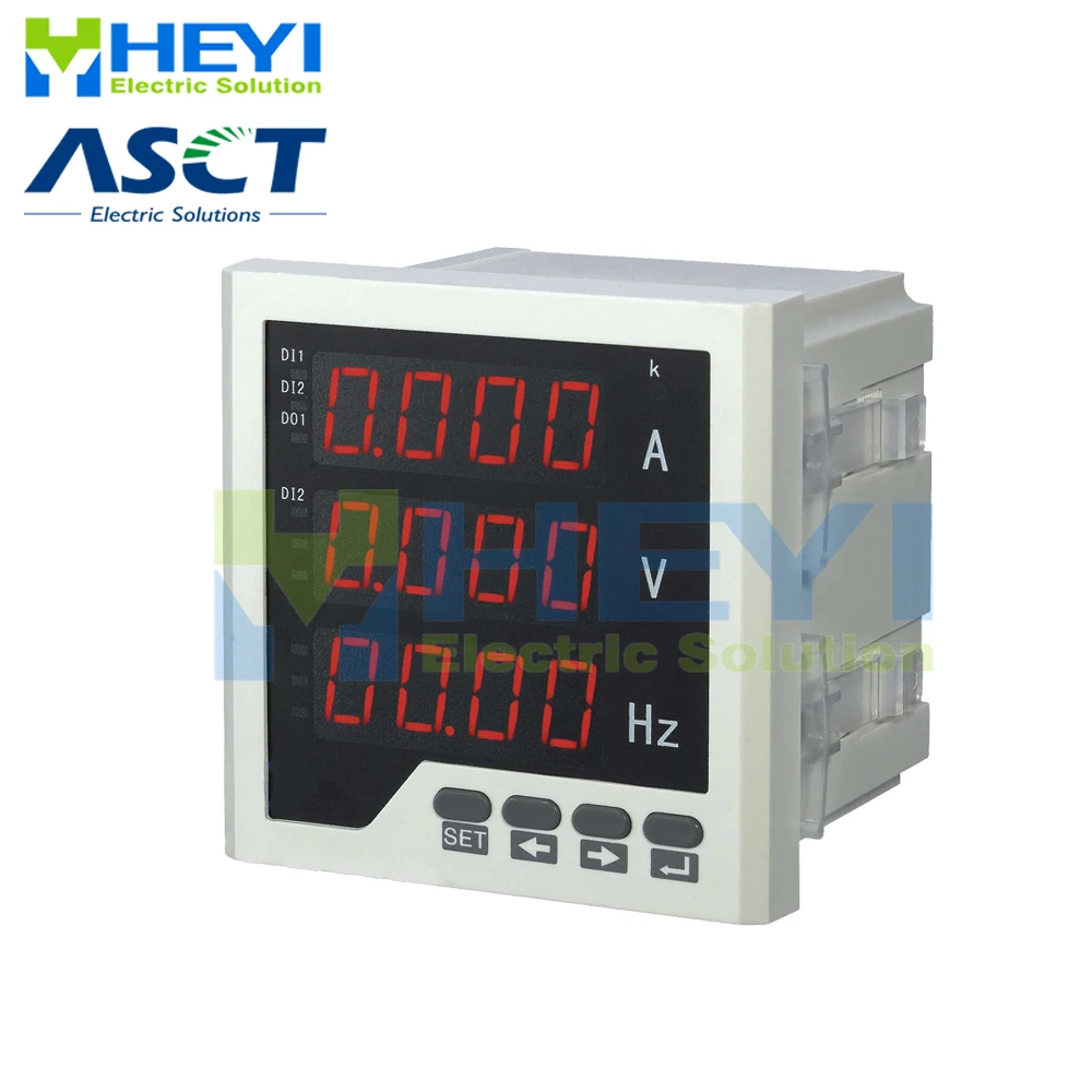

LED Single phase ampere voltage frequency combined meter 96*96 mm Class 0.5 digital counting meter with RS485