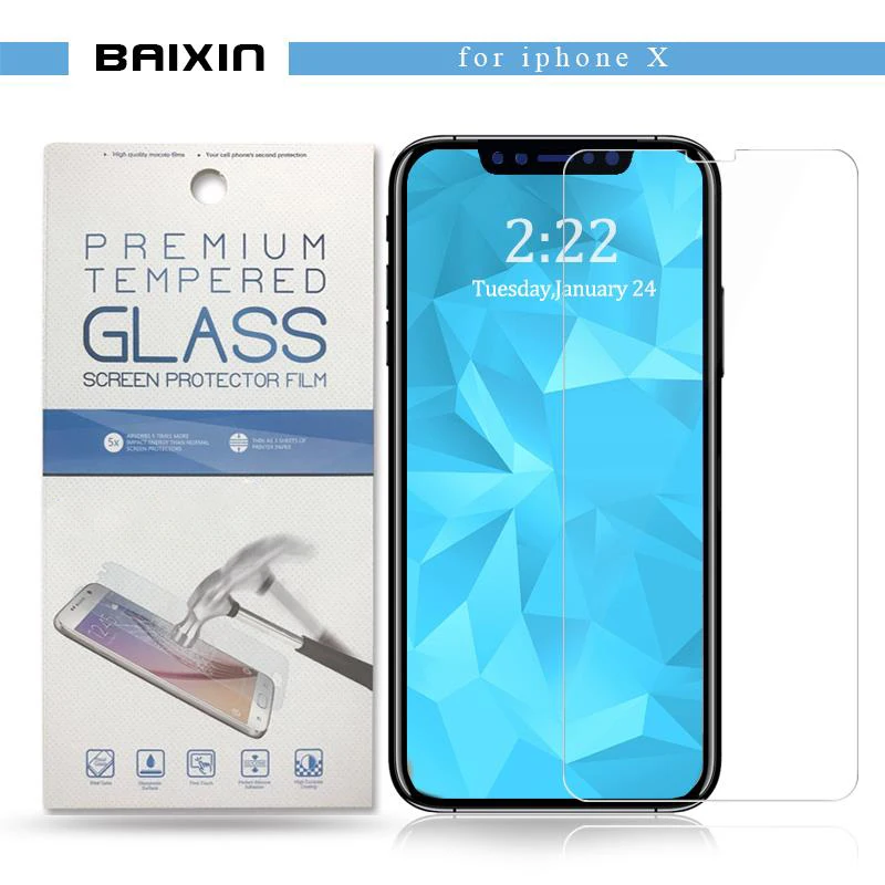 Baixin Защита экрана для iphone X закаленное стекло 9H IX Защитная пленка телефона +