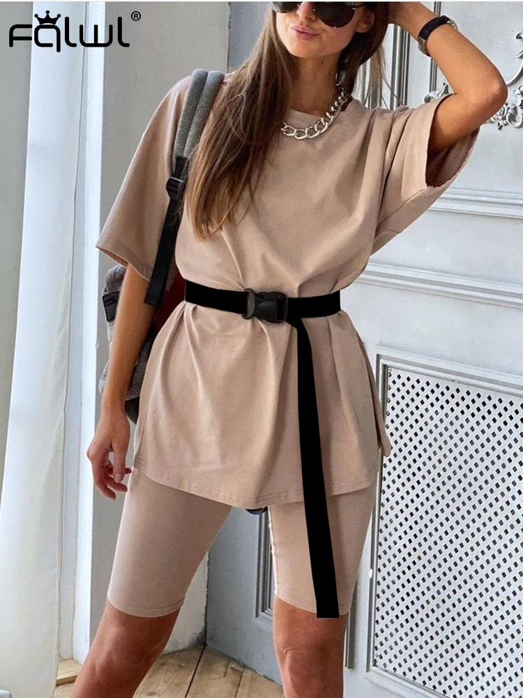 FQLWL повседневный комплект из 2 предметов женская спортивная одежда летняя ремни