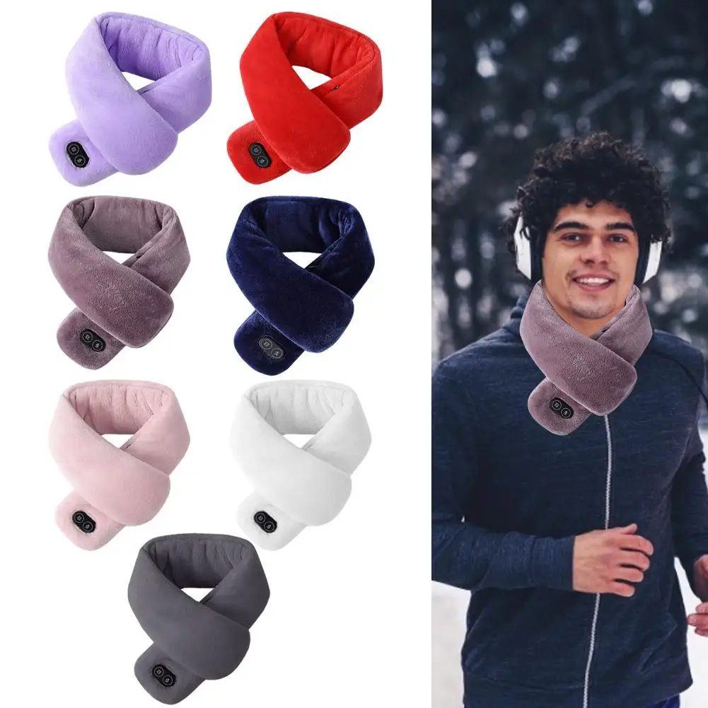 

Heated Scarf Vibration Massage Neckerchief For Winter Unisex Smart Heating Pure Color Neck Guard Vibration Massage Scarf
