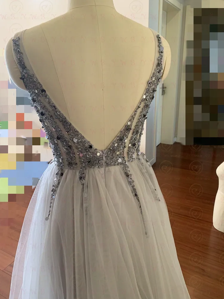 High Split Sexy V Neck Beading Sequins Prom Dresses 2021 Women vestidos de fiesta Formal Party Backless gala jurken Evening Gown | Свадьбы и