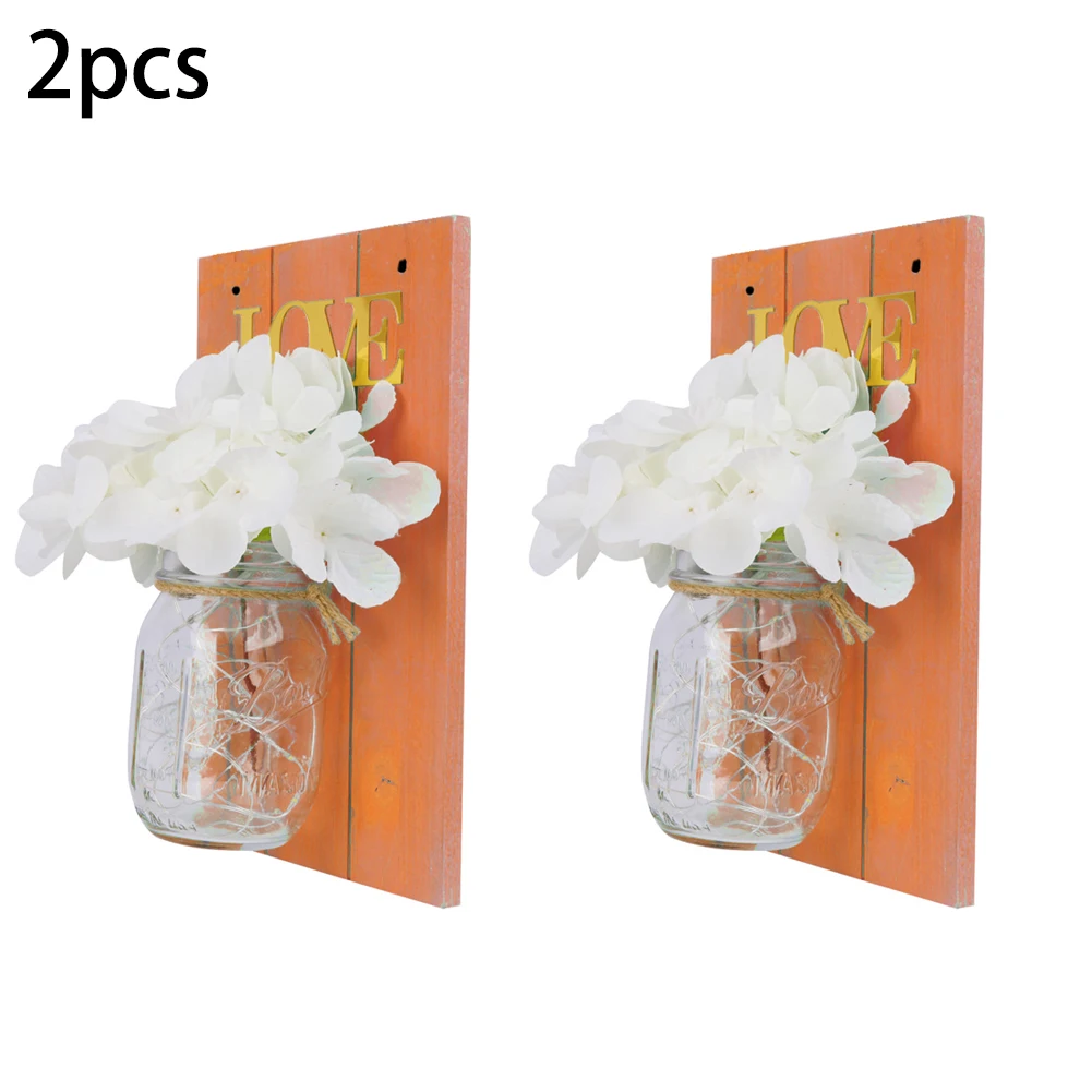 

2pcs/Set Ins Hot Wall Light Wooden Board Mason Jar Sconces Upgrade Hanging Jar Lantern Function Waterproof DIY Home Wall Decor