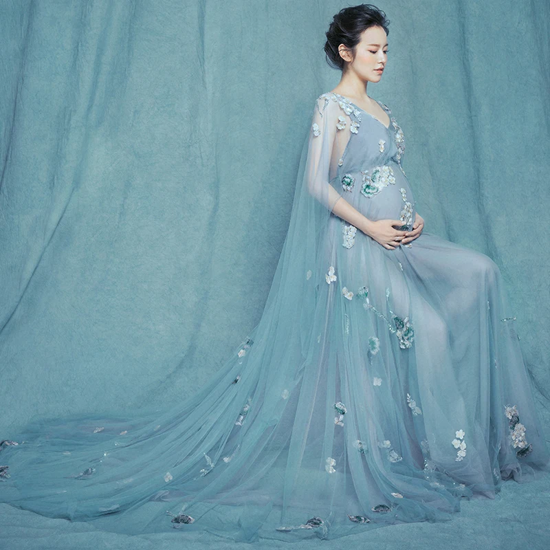 Nerlero платье для беременных 2020 Одежда реквизит фотосессии с цветочной аппликацией