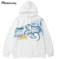 hoodie men cute japanese bear harajuku letter print drawstring couple pullover high street casual college style oversized jumper