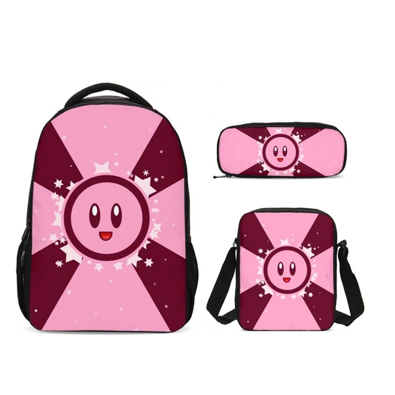 Kawaii Hoshino Kirby 3D принт студенческий рюкзак 3 шт./компл. мужские повседневные школьные
