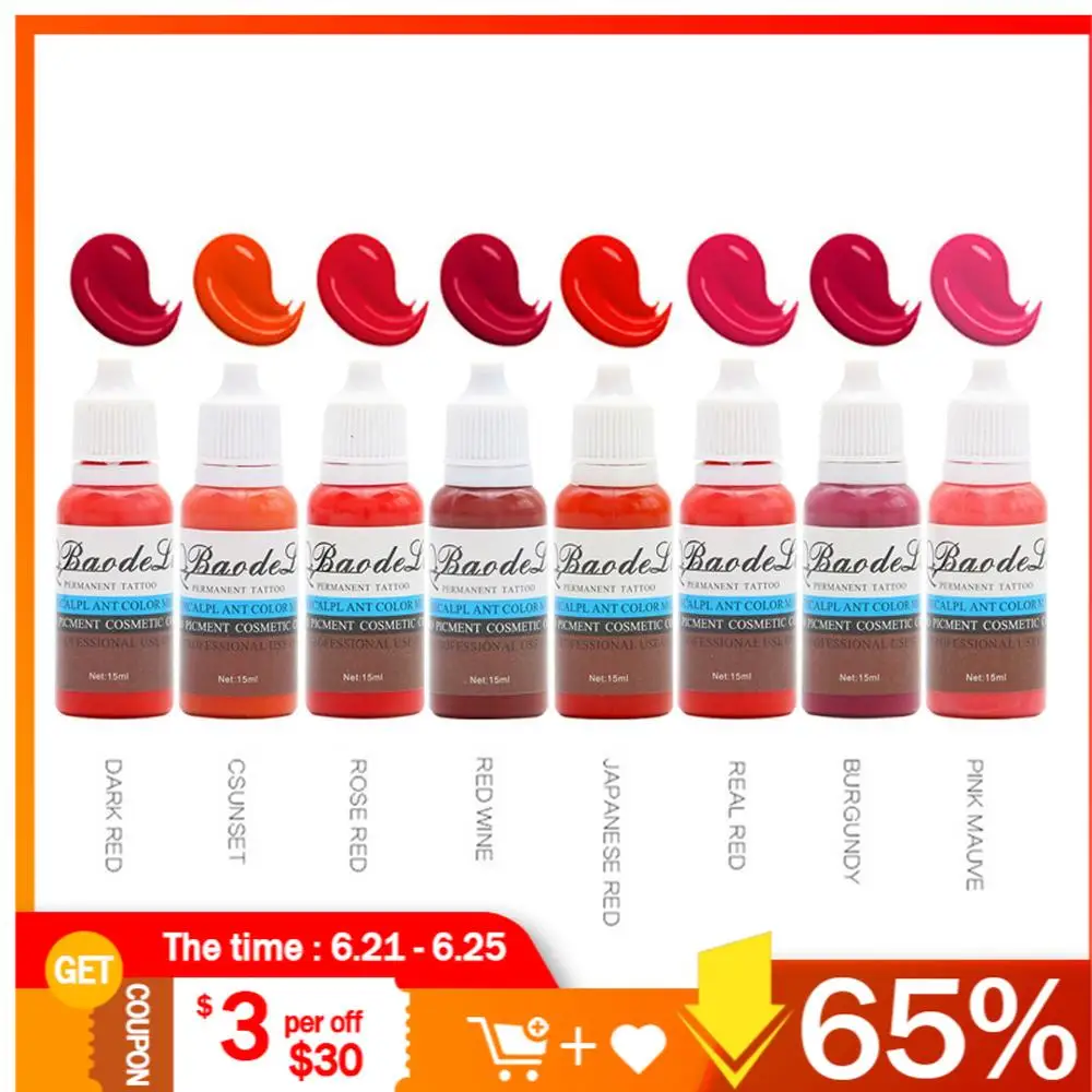 8 шт. профессиональные чернила для татуировок Перманентный макияж Микро Пигмент