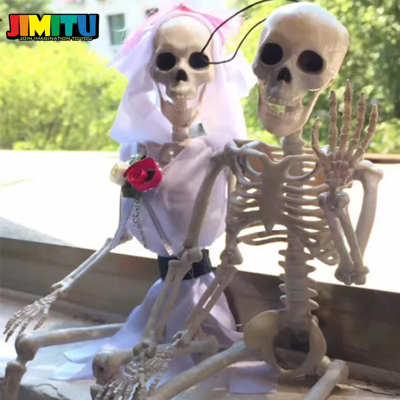 Funny Toy Halloween Skeleton Bride and Groom Plastic Lifelike Human Bones Skull Figurine for Decoration Horror | Игрушки и хобби