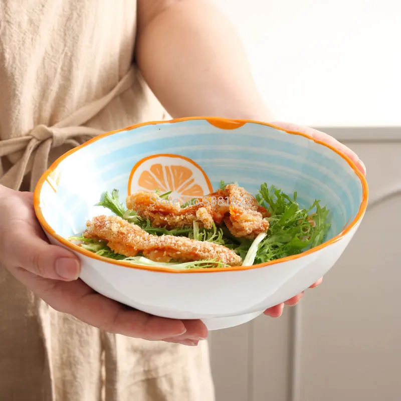 

Net Red Japanese Household Ceramic Noodle Bowl Creative Salad Bowl Soup Bowl Rice Bowl Cute Student Canteen Large Bowl