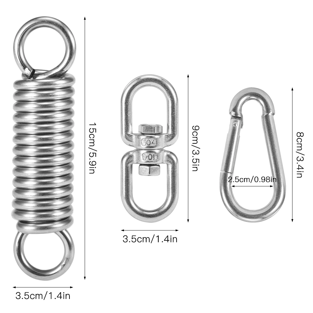 

304 Stainless Steel Hammock Hanging Kit Swing Hanger Damping Spring Swing Spring Camping Equipment Hammock Accessories