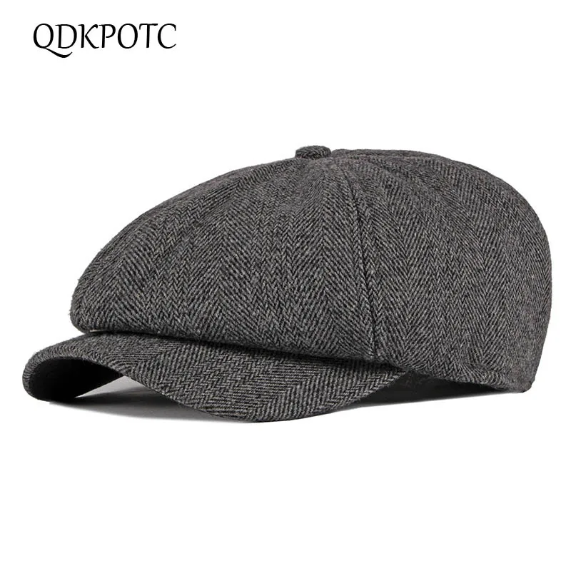 QDKPOTC осенне-зимние новые мужские береты с узором в елочку английская ретро