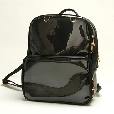 black Kawaii прозрачная сумка, женский рюкзак, прекрасный Harajuku Itabag, женские рюкзаки, рюкзак для девочки-подростка, из искусственной кожи, водонепроницаемый - Цвет: black