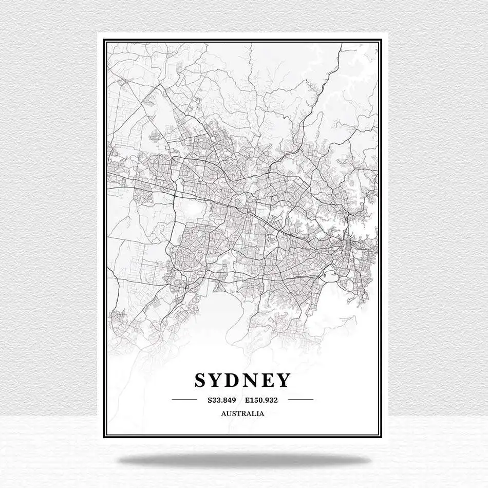 Австралийское побережье Мельбурн Сидней Брисбен карты картины на холсте