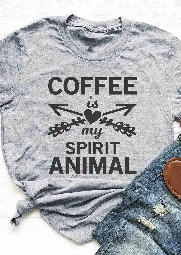 

Женская футболка с коротким рукавом кофе с надписью «Is My Spirit»