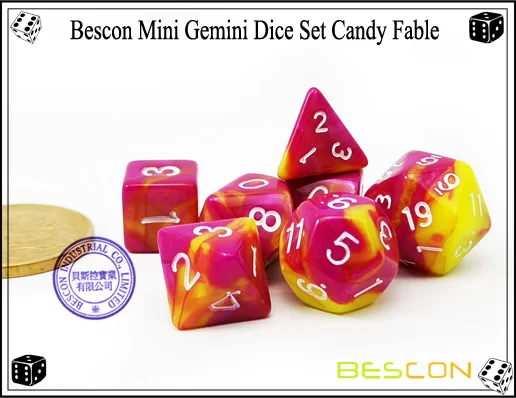 Bescon мини двухцветные многогранные игральные кости, набор 10 мм, маленькие кости набор D4-D20 в трубке, 6 новых разных цветов 42 шт