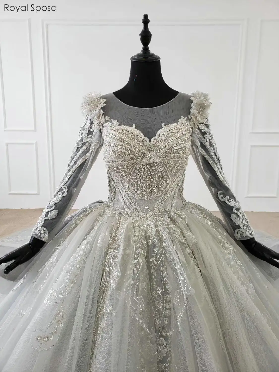 Новая модель серое свадебное платье бальное принцессы Пышные свадебные платья с