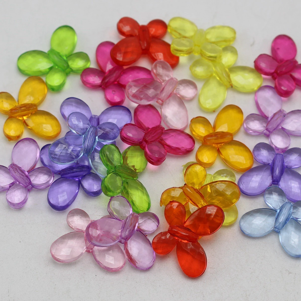 100 разноцветные прозрачные акриловые граненые бусины бабочки 17x13 мм | Украшения и