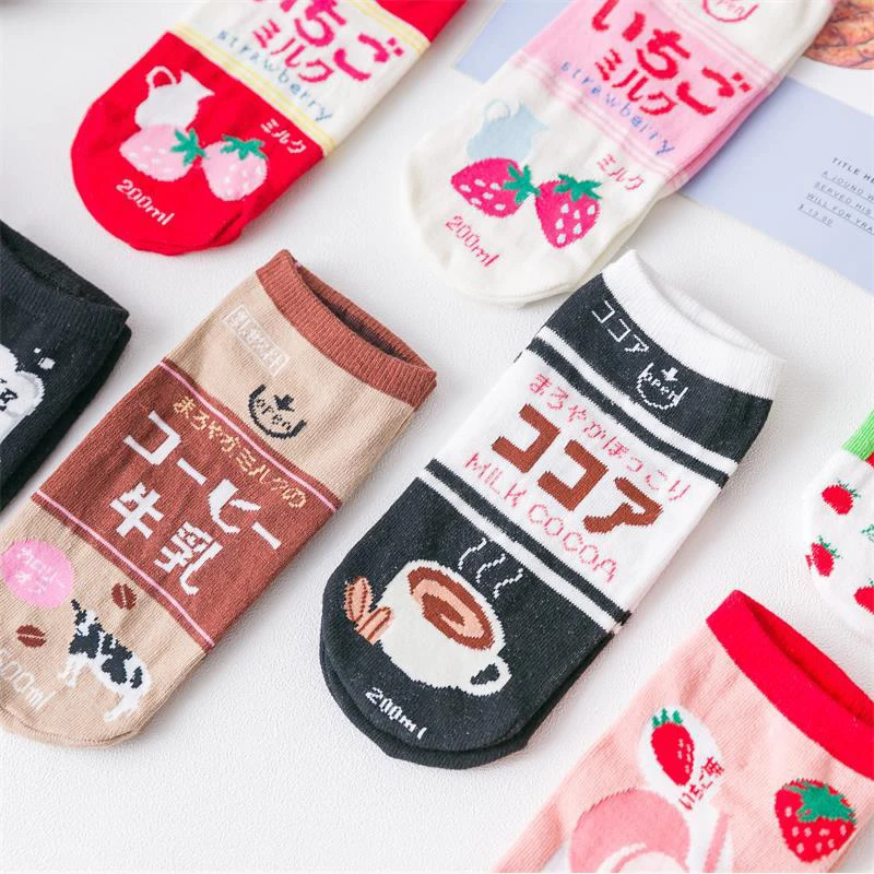 Для женщин забавные носки для девочек хлопковые Harajuku Socken японские напитки с