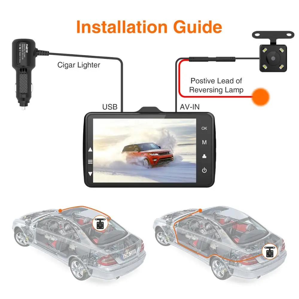 Видеорегистратор ThiEYE Carbox 5R 1080P Full HD фронтальная камера с водонепроницаемостью 720P