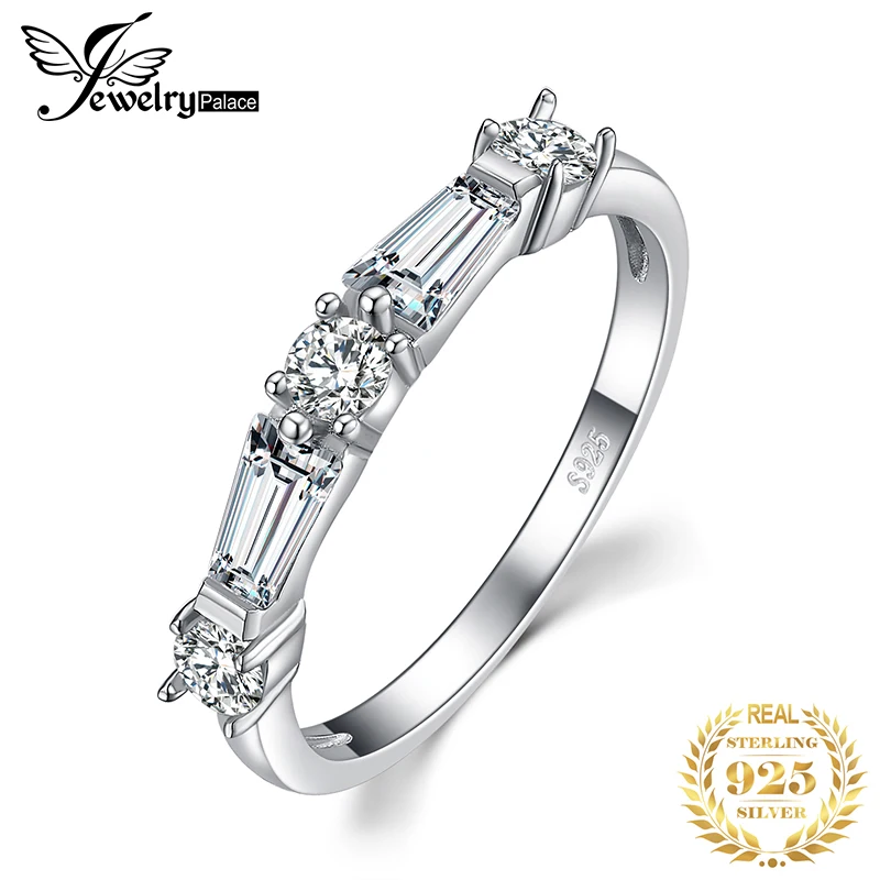 JewelryPalace 3ct круглый багет и кубического циркония Stackable кольцо стерлингового