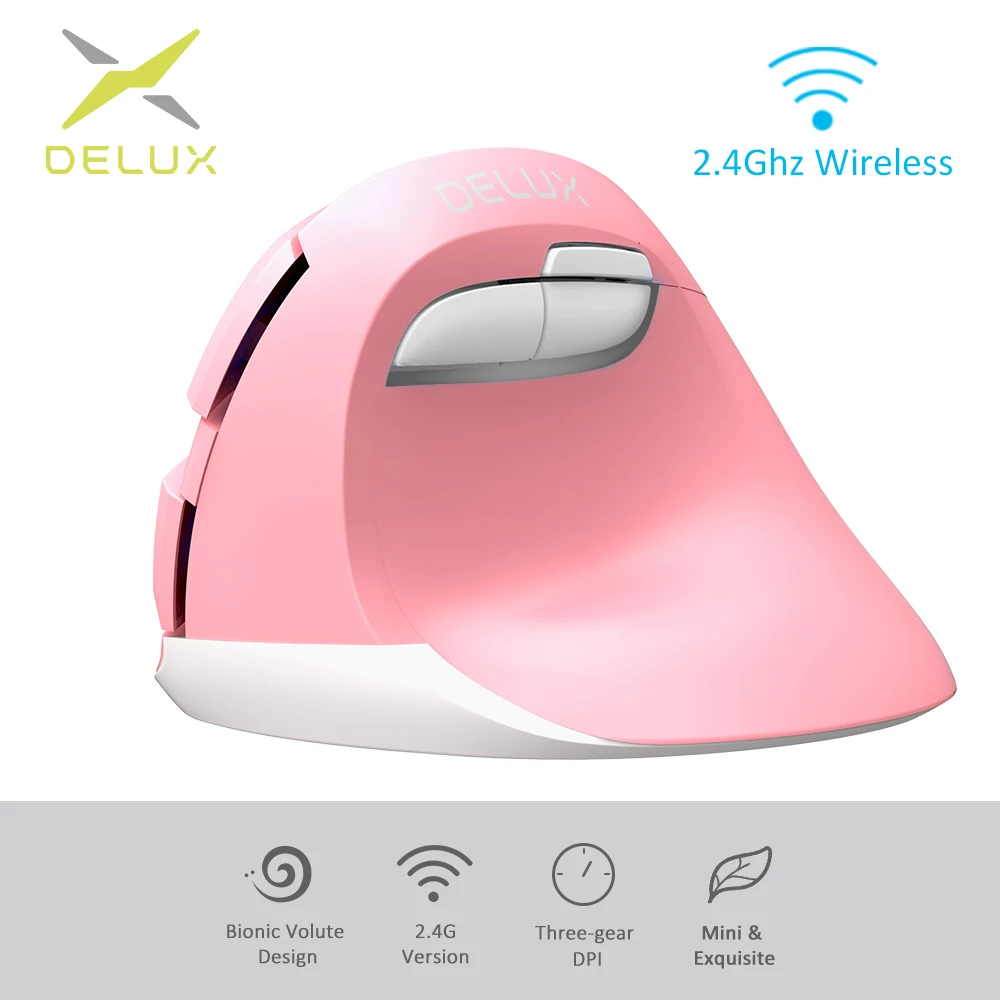 

Delux M618Mini 2.4GHz Ergonomic Vertical Mouse Wireless Relieve wrist fatigue 2400 DPI Small and cute Vertical Mice for PC gamer