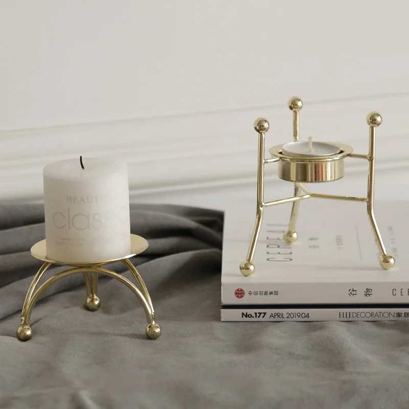 Подсвечник в скандинавском стиле с металлическим покрытием украшение для дома