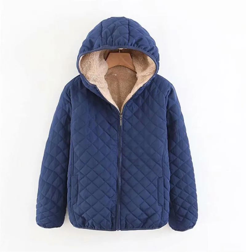 Тонкая Клетчатая кашемировая куртка с капюшоном теплая хлопковой подкладкой