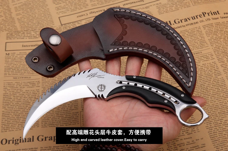 Фиксированный нож Karambit 9cr18mov лезвие сталь+ G10 Ручка Открытый Отдых тактические охотничьи ножи утилита выживания EDC ручной инструмент