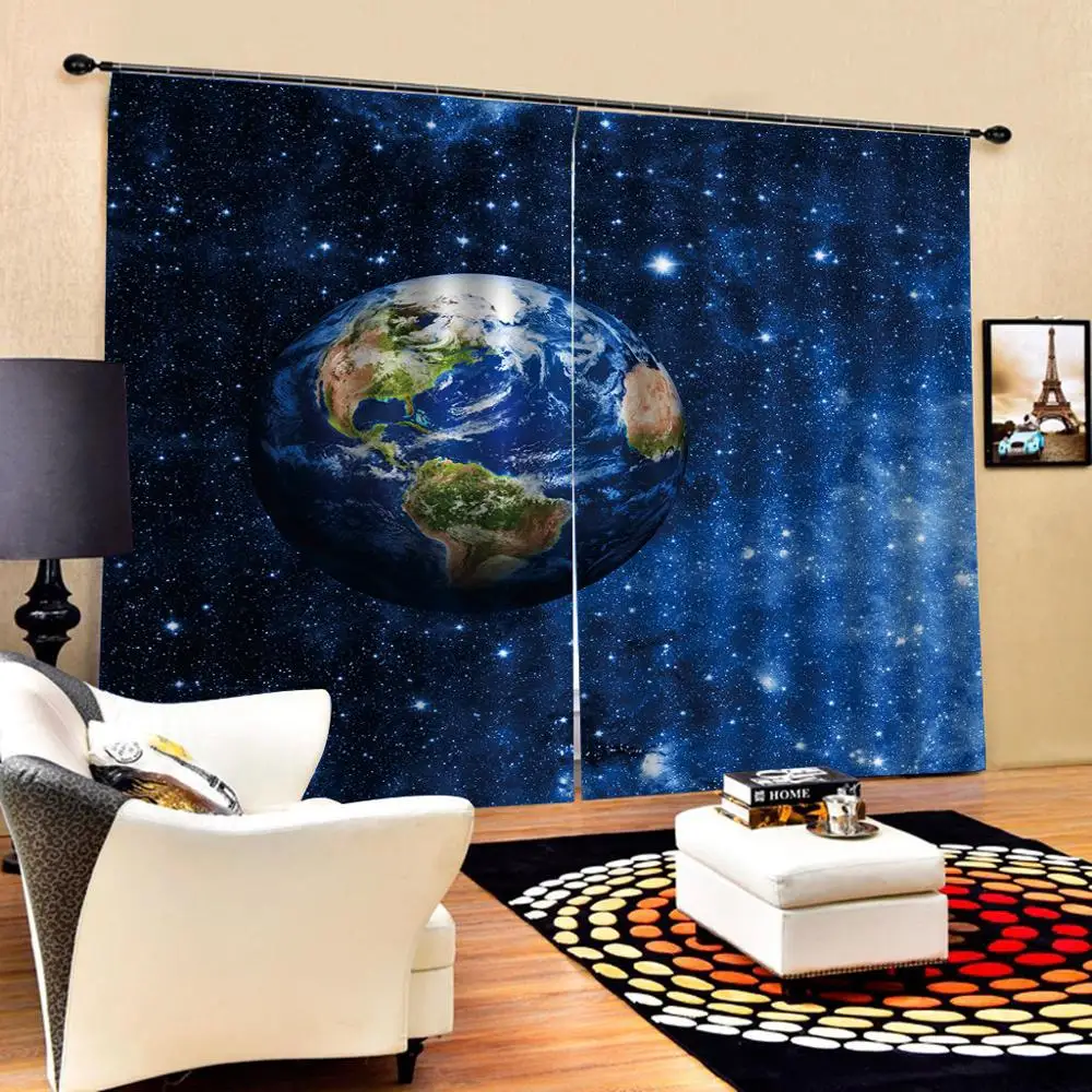 

blue stars curtains Luxury Blackout 3D Window Curtains For Living Room Bedroom Customized size Decoration curtains
