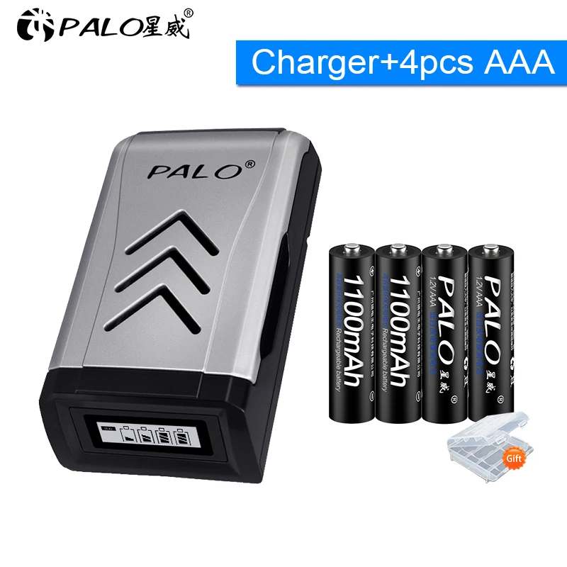 PALO 1 2 в AAA аккумуляторная батарея aaa Ni MH 3A 3a для камеры/игрушки + зарядное
