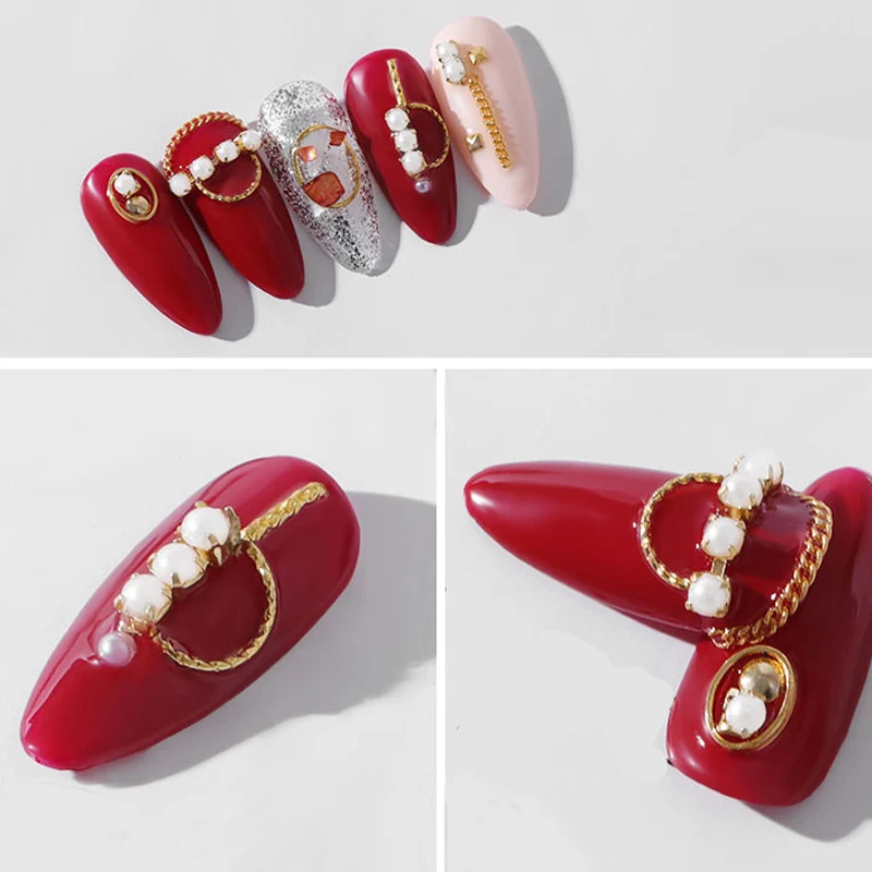 3D Подвески жемчуг для творчества украшения Стразы ногтей модные золотые