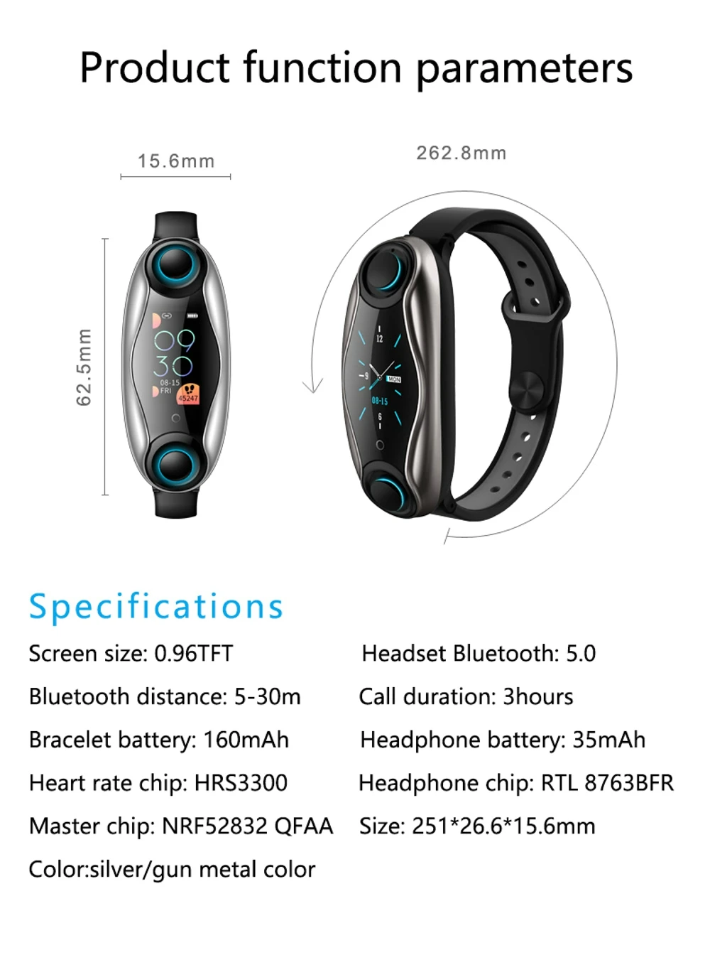 Femperna, беспроводные наушники, двойные, Bluetooth, наушники, наушники, ответ на вызов, дыхательный светильник, фитнес, умный Браслет, умные часы