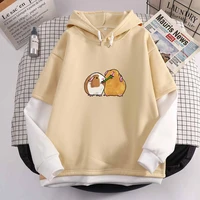 kawaii guinea pig print hoodie cute aesthetic harajuku sweatshirt for women kpop fashion autumn winter long sleeve hoody ladies
