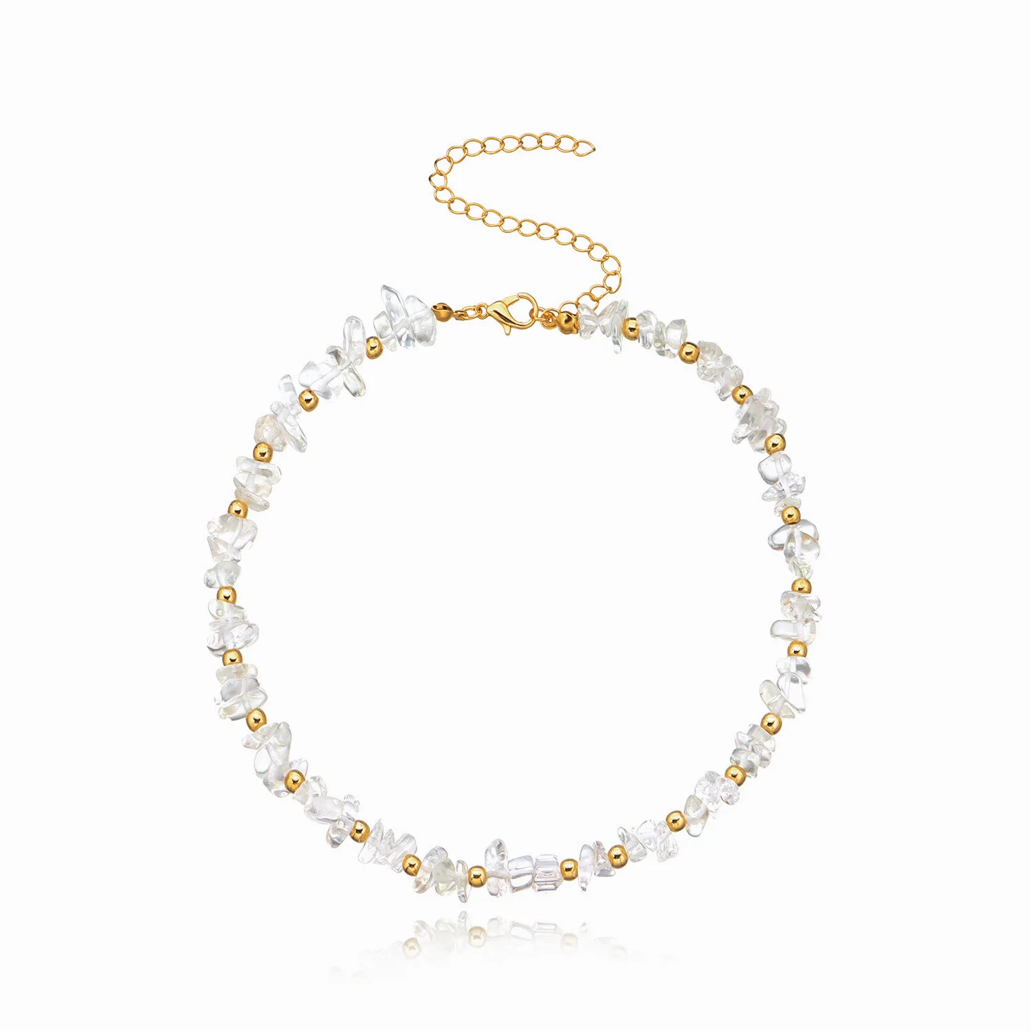 

Bohemia Simple Necklace White Transparent Natural Stones Irregular Pearls Chain Choker Women Fashion Wedding Party Jewelry Gift