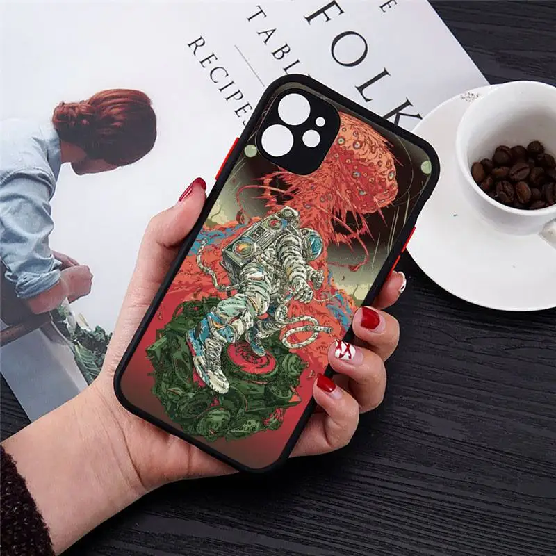 

Trippy Art color funny space pink Phone Case Transparent Matte for iPhone 7 8 11 12 s mini pro X XS XR MAX Plus cover funda