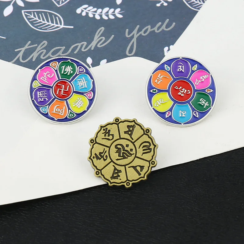 Брошь Будда в этническом стиле аксессуары для одежды значок Тай Чи с мантрой