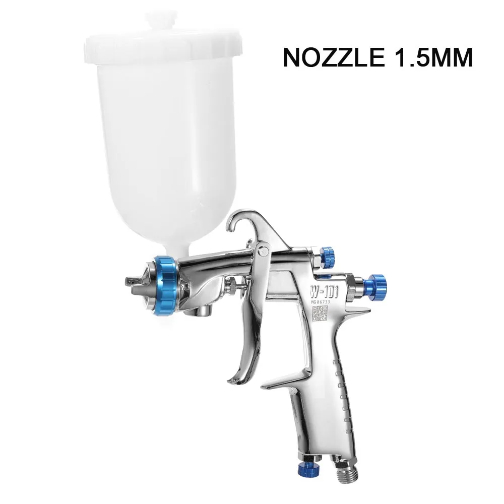 Nozzle 1.5mm Профессиональный 1,0/1,3/1,5/1,8 мм Пластик 400cc чашка пистолет-распылитель W-101 воздуха распылительный пистолет ручной пистолет распылитель W101 распылительный Воздушный пистолет-распылитель - Цвет: Nozzle 1.5mm