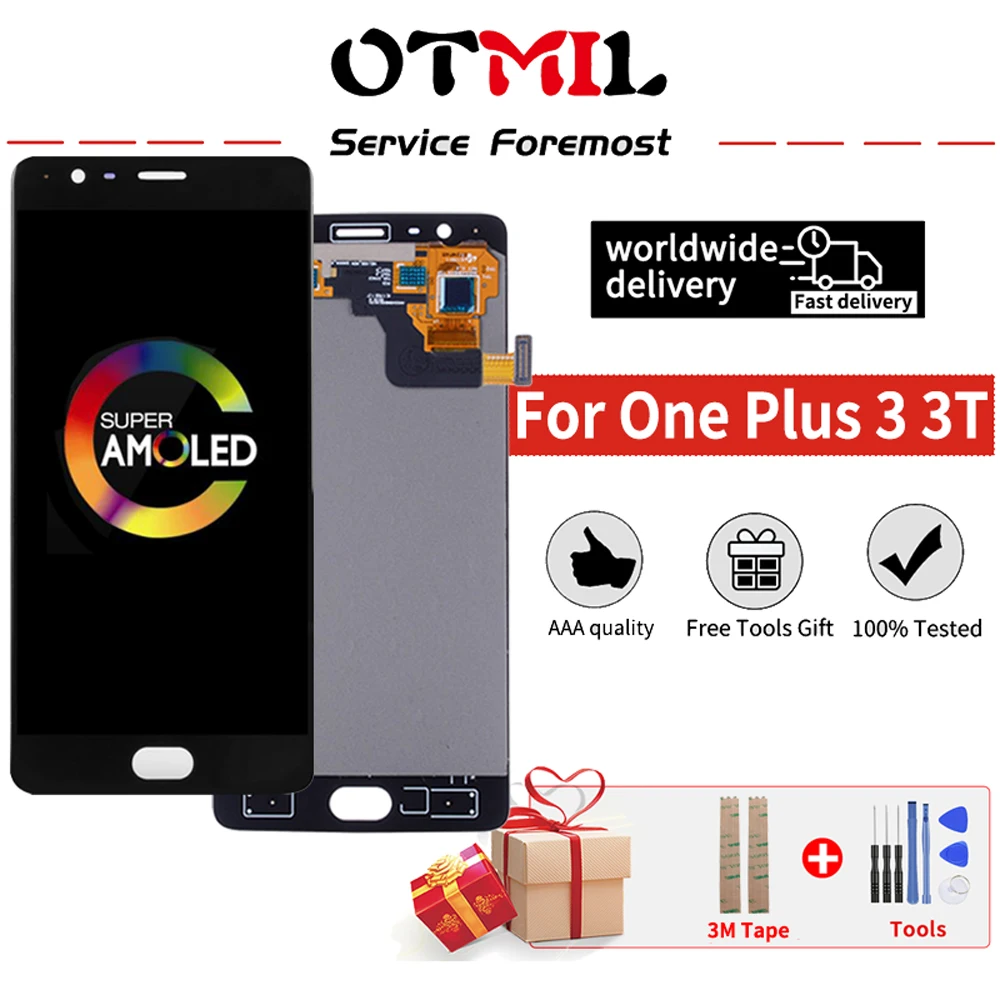 

5.5'' Original AMOLED For Oneplus 3 3T A3000 A3010 A3003 Display Touch Screen With Frame Assembly For OnePlus 3 T 1+3 LCD Screen