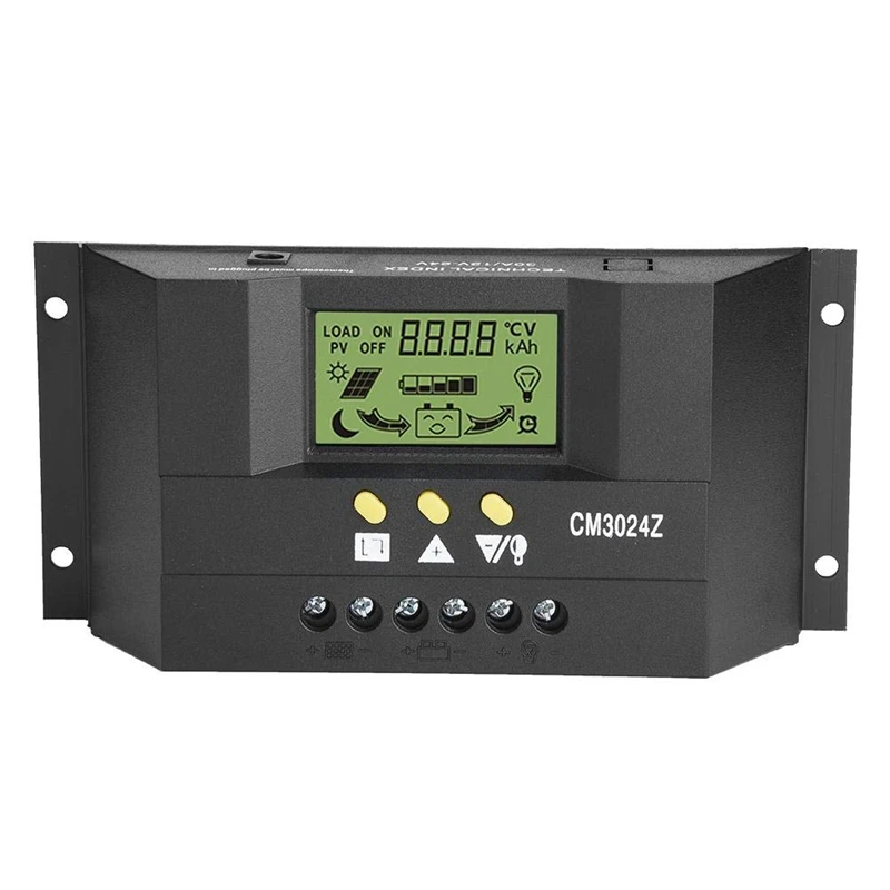 

Hot CM3024Z 12V/24V 30A Regulator Generator Charge Mode PWM Voltage LCD Solar Controller Plug In