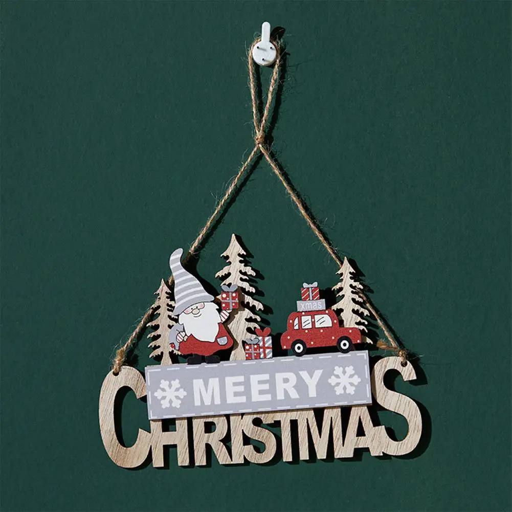 

Santa Claus Wooden Signboard Pendant Letter Sign Decoration Merry Christmas Ornament Santa Claus Snowman Christmas Tree Decor