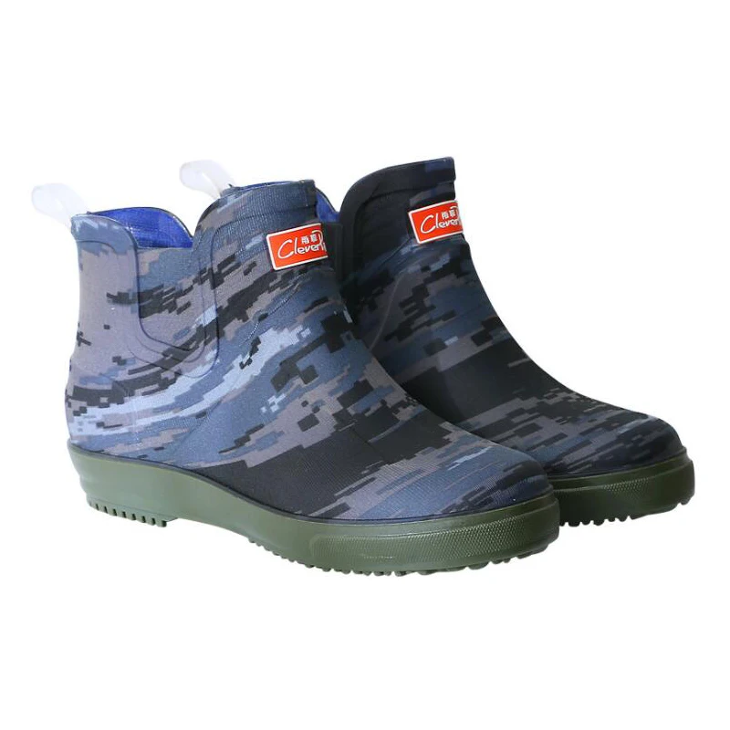 Камуфляжные сапоги от дождя мужские короткие для водонепроницаемая обувь