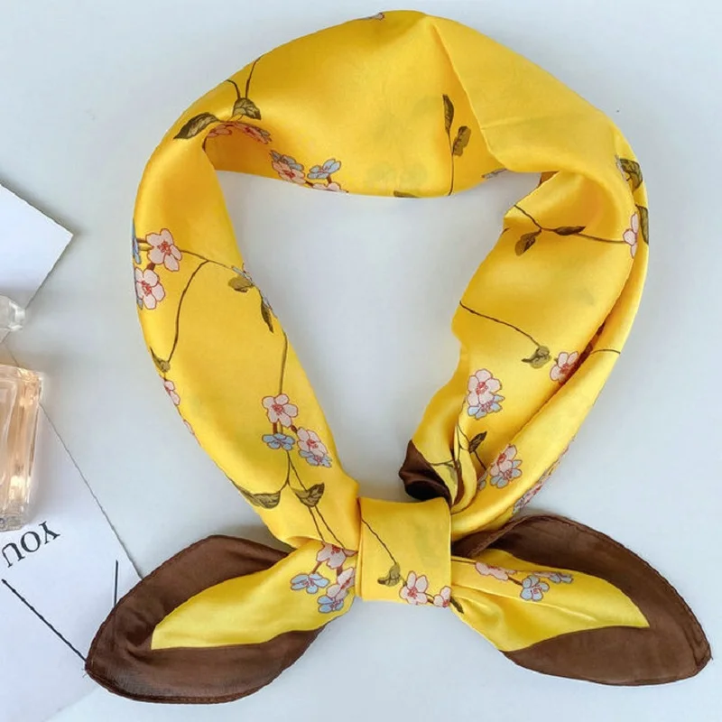 

Yishine 2021 70x70cm Floral Pattern Print Square Scarf Women Bandana Hairband Lady Head Wraps Female Shawl Neckerchief