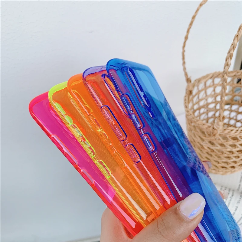 Флуоресцентный неоновый однотонный мягкий чехол для телефона Xiaomi Mi 10 9 8 CC9 Pro Lite