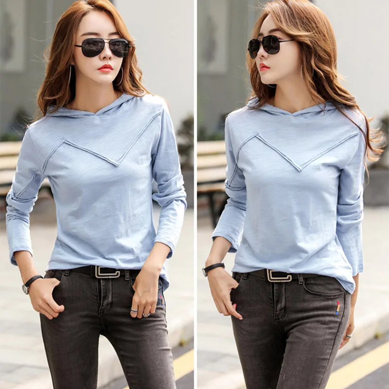 Женская толстовка с капюшоном из 100% хлопка 2021 длинный рукав тонкая Толстовка