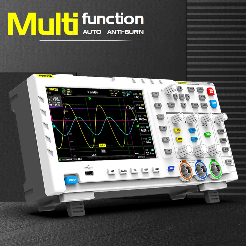 FNIRSI-1014D Dual Channel Input Signal Generator Oscilloscope 100MHz* 2 Analog Bandwidth 1GSa/s Sampling Rate 1GB Storage Space |