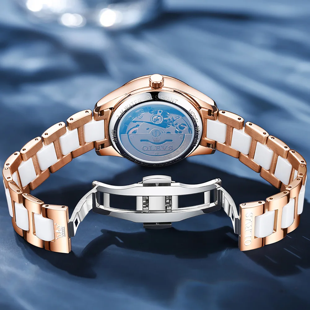 2021 New Designer Mechanical Watches Women Luxury Top Brand Ceramic Steel Diamond Date Ladies Automatic Wrist watch Suit enlarge