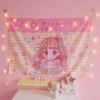 pink cute little girl printed tapestry art wall mounted tapestry bed cover home decor small tapestrys fairy washing